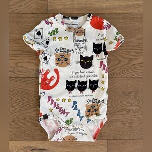 Mini Rodini Clairvoyant Cats Print onesie